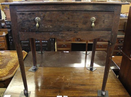 18th century oak side table, fitted single drawer